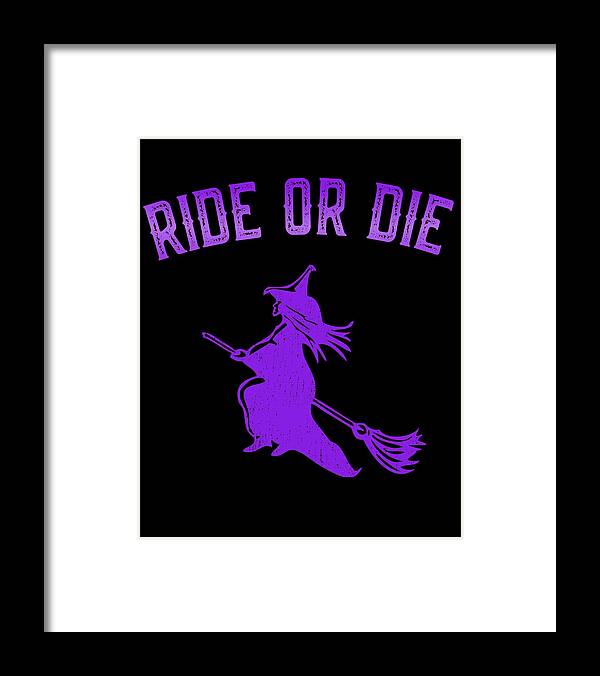 Retro Framed Print featuring the digital art Ride or Die Witch by Flippin Sweet Gear