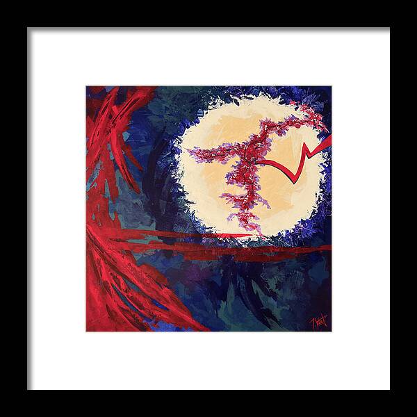 Abstract Framed Print featuring the painting Rift by Tes Scholtz