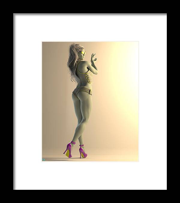 Pinup Framed Print featuring the digital art Mirroring_Riley by Williem McWhorter