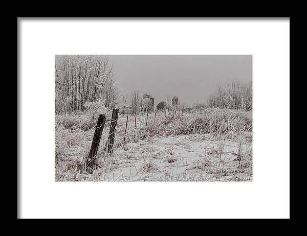 Winter Framed Print featuring the photograph Rime Ice Farm Fence Line by Dale Kauzlaric