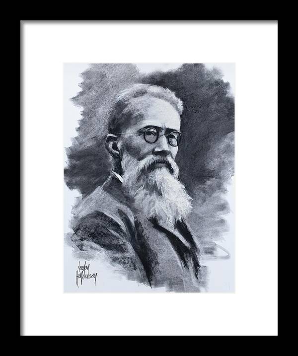 Charcoal Framed Print featuring the drawing Rimsky Korsakov by Jordan Henderson