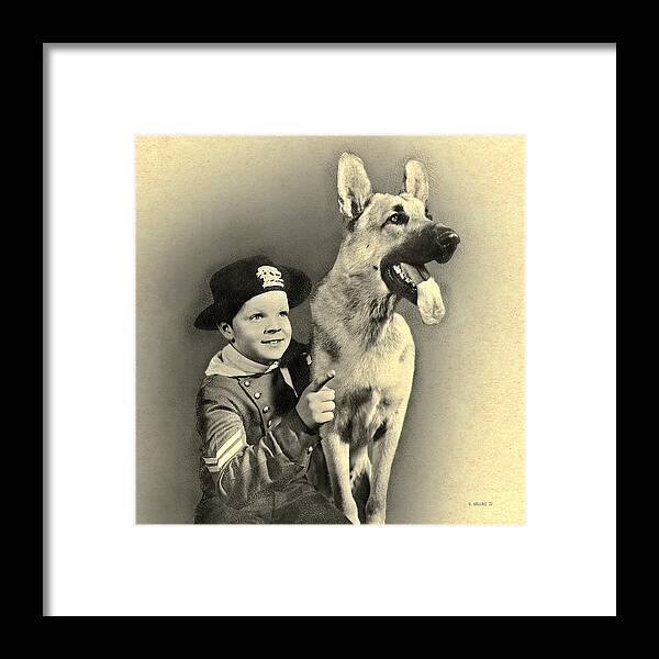 2d Framed Print featuring the digital art Rin Tin Tin - Drawing FX by Brian Wallace