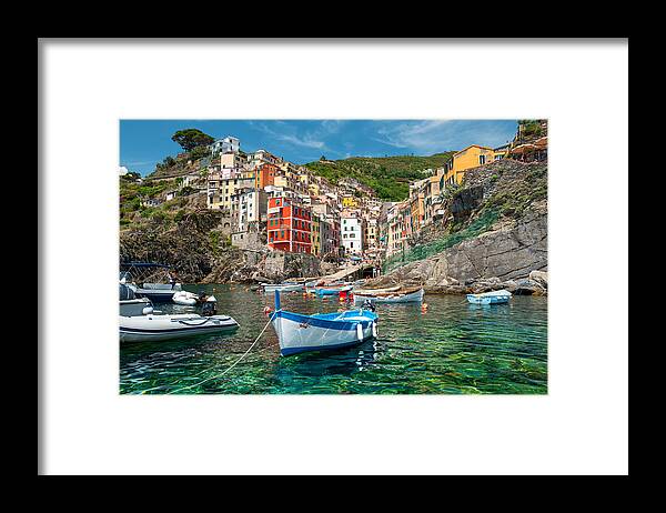 Scenics Framed Print featuring the photograph Riomaggiore coastline, Cinque Terre, Italy by Nycshooter