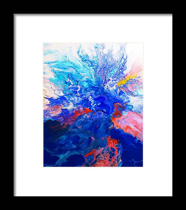 Abstract Framed Print featuring the painting Rising Sea by Christine Bolden