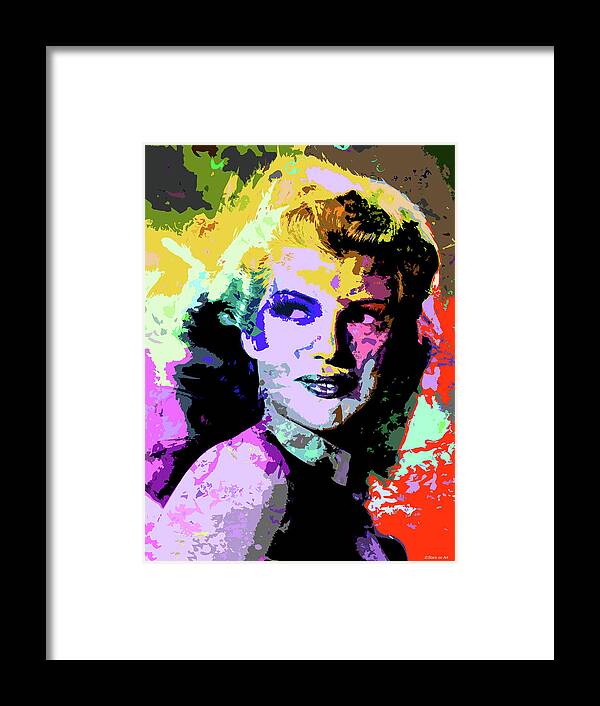 Rita Hayworth Framed Print featuring the digital art Rita Hayworth psychedelic portrait by Movie World Posters