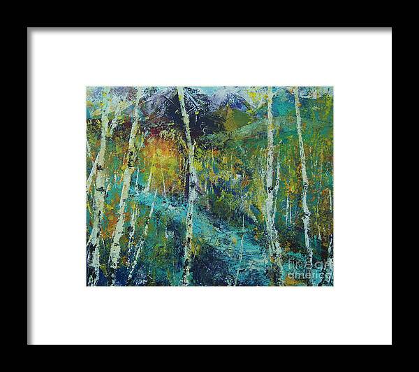 Landscape Framed Print featuring the painting River Birch by Jeanette French