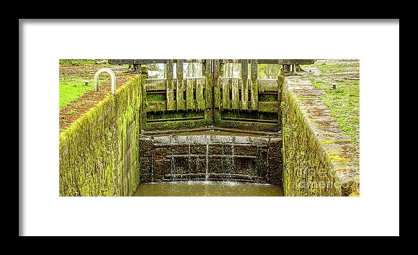 Digital Art Framed Print featuring the photograph River lock gates-Chadderton Hall Park-Manchester UK by Pics By Tony