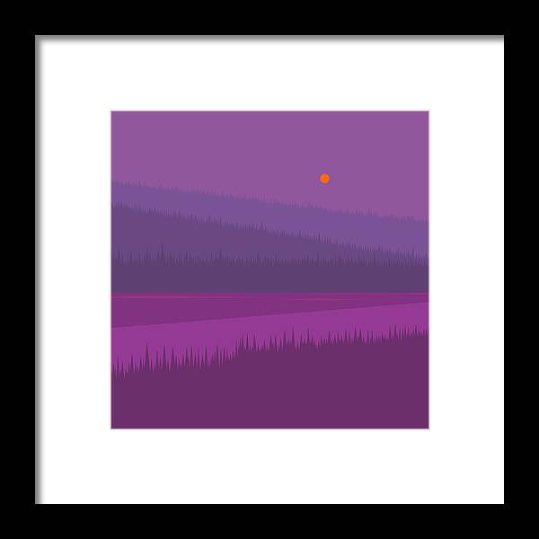 River Valley Under A Purple Sky Framed Print featuring the digital art River Valley Under a Purple Sky by Val Arie
