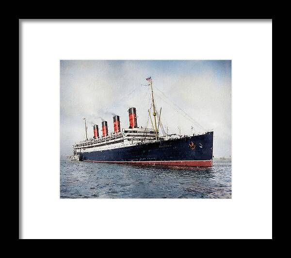 Steamer Framed Print featuring the digital art R.M.S. Aquitania - The Ship Beautiful by Geir Rosset