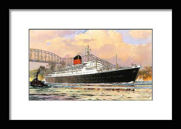 Saxonia Framed Print featuring the painting RMS Saxonia 1954 Travel Postcard by Unknown