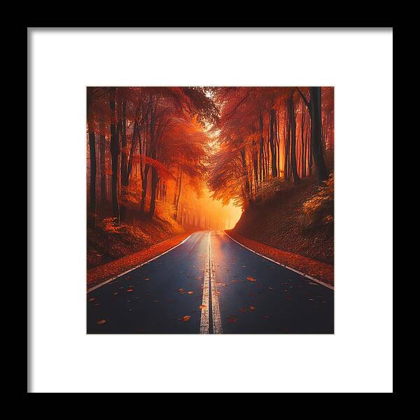 Road Framed Print featuring the photograph Road to Autumn Bliss by Bill and Linda Tiepelman