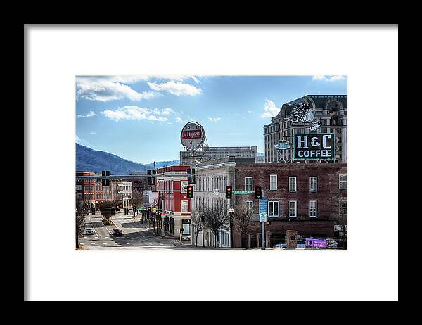 Roanoke Virginia Framed Print featuring the photograph Roanoke Virginia Dr Pepper and H and C Coffee Signs by Susan Rissi Tregoning