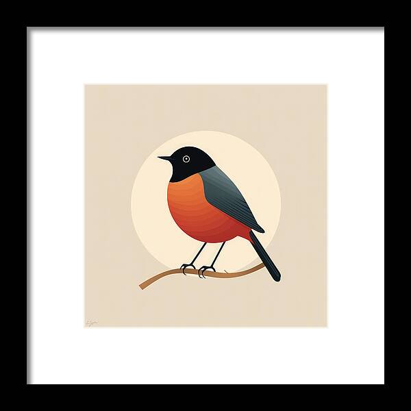 American Robin Framed Print featuring the painting Robin Bird Minimalist by Lourry Legarde