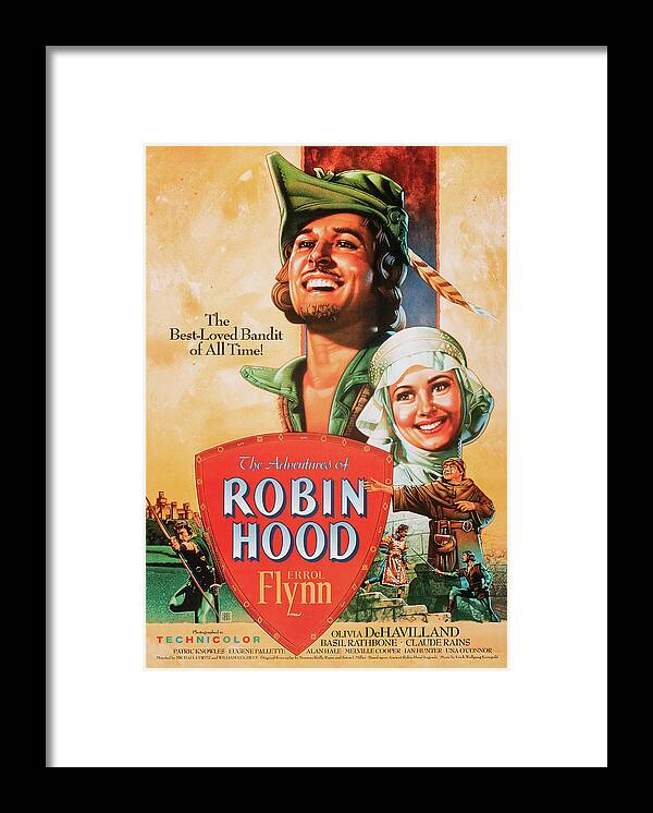 Robin Framed Print featuring the mixed media ''Robin Hood'' 1938 by Movie World Posters