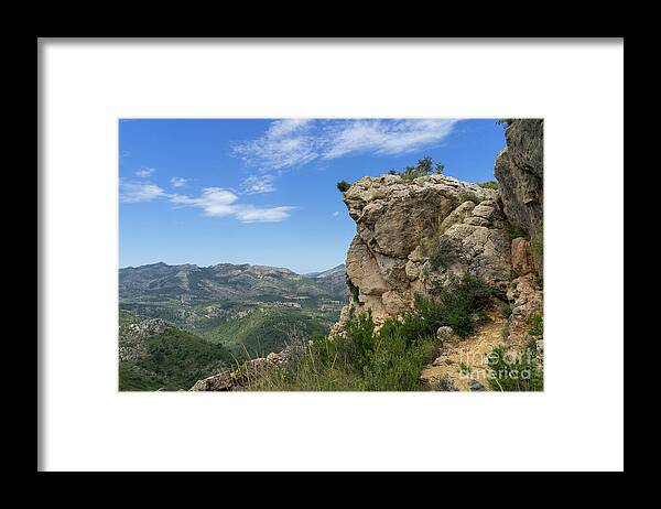 Mountains Framed Print featuring the photograph Rock formation and wide mountain landscape by Adriana Mueller