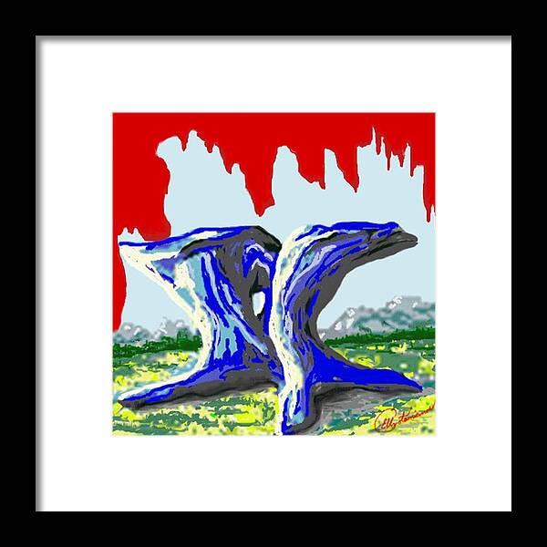 Rocks Framed Print featuring the painting Rock Formations by Elly Potamianos