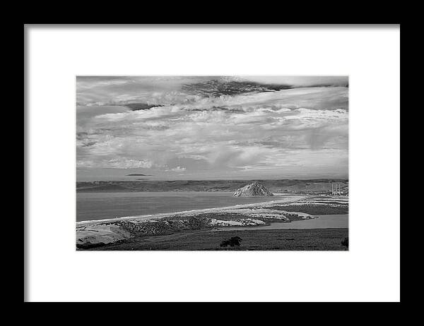 Creative Black And White Framed Print featuring the photograph Rock on the Horizon by Gina Cinardo