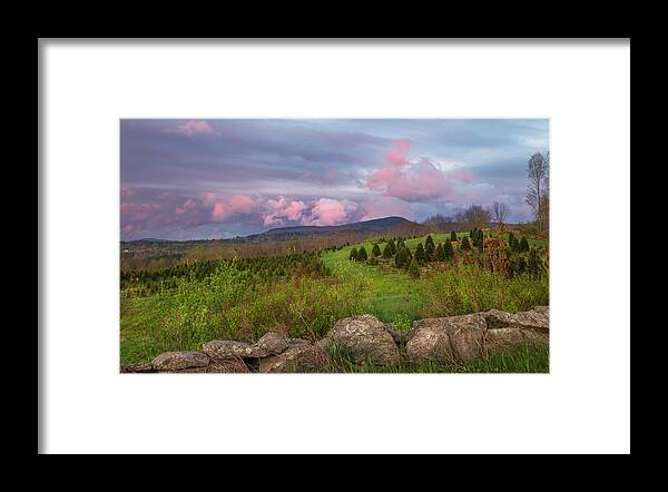 Rocks Framed Print featuring the photograph Rocks Estate Stormy Sunset by White Mountain Images