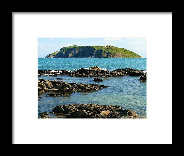 Sea Framed Print featuring the photograph Rocks on the blue sea by Robert Bociaga