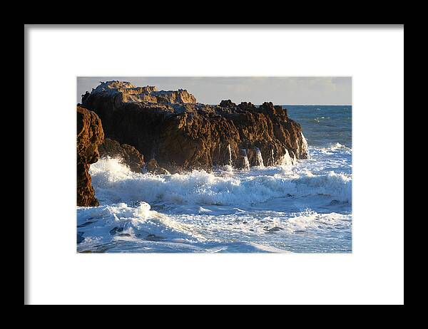 Beach Framed Print featuring the photograph Rocky Rough Surf by Matthew DeGrushe