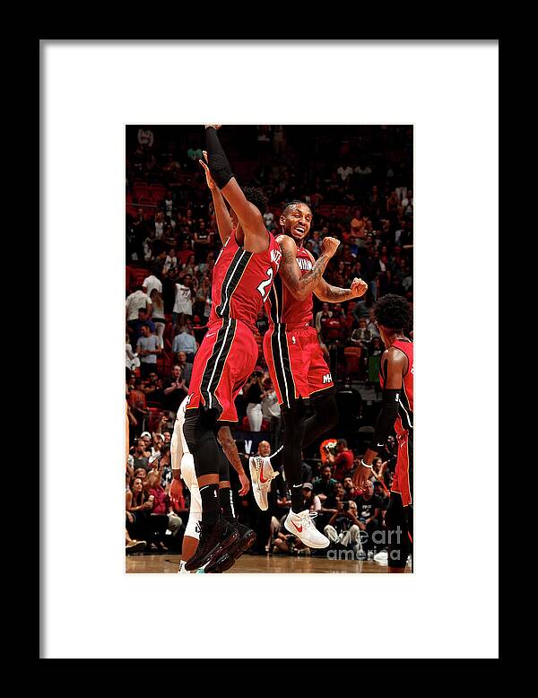 Nba Pro Basketball Framed Print featuring the photograph Rodney Mcgruder and Hassan Whiteside by Issac Baldizon