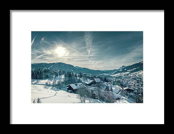 Geneva Framed Print featuring the photograph Roe Deers running in the snow in Megeve by Benoit Bruchez