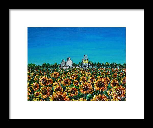 Landscape Framed Print featuring the painting Rogers Elevator and Mercantile by Linda Donlin