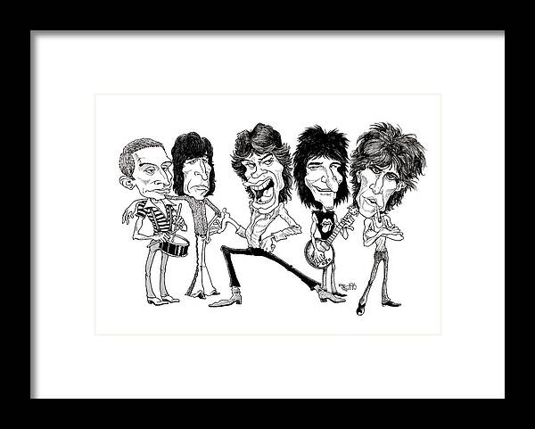 Caricature Framed Print featuring the drawing Rolling Stones by Mike Scott