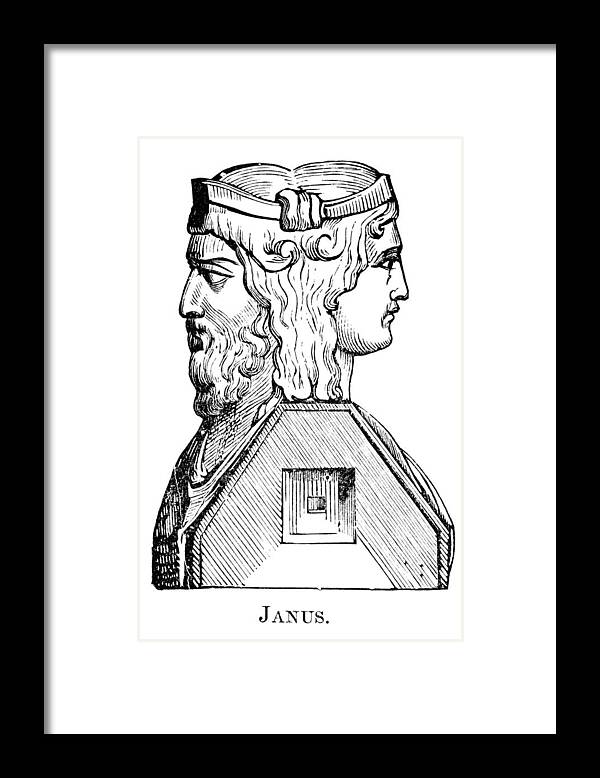 Two Objects Framed Print featuring the drawing Roman God Janus by Traveler1116