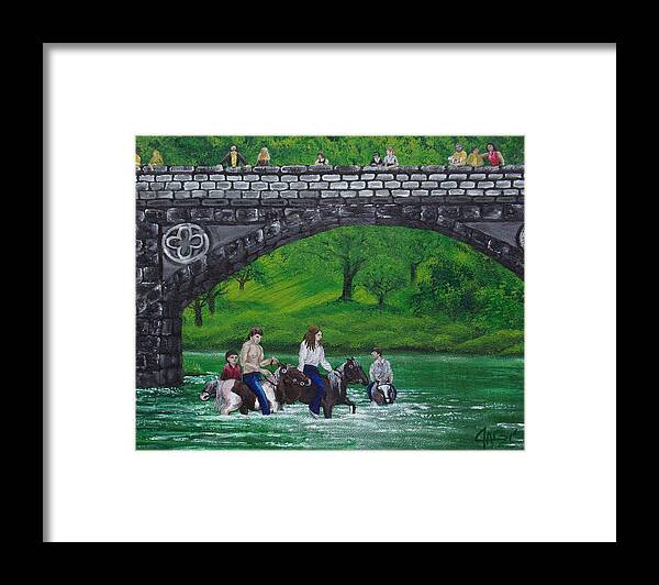 Art Framed Print featuring the painting Romanichal Ponies On The River Eden by The GYPSY