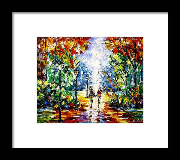 Colorful Park Framed Print featuring the painting Romantic Day by Mirek Kuzniar