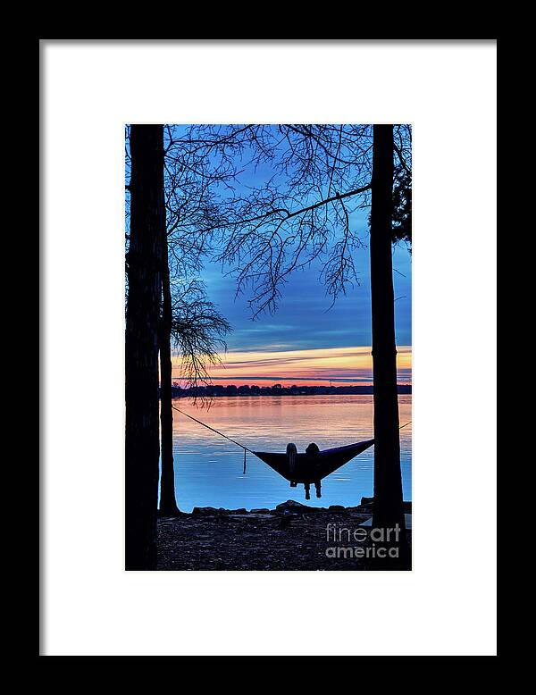 Lake Framed Print featuring the photograph Romantic Sunset at the Lake by Amy Dundon