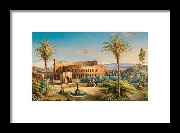 Wilhelm Kandler Framed Print featuring the painting Rome, a view of the Colosseum by Wilhelm Kandler
