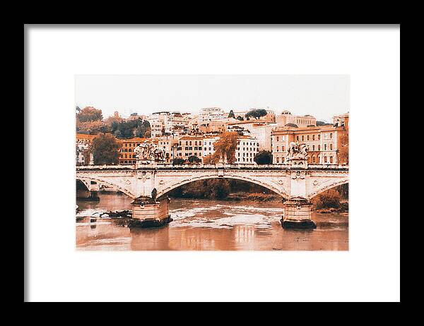 Rome Framed Print featuring the painting Rome Cityscape - 10 by AM FineArtPrints