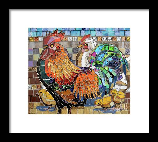 Cynthie Fisher Framed Print featuring the painting Rooster Glass Mosaic by Cynthie Fisher