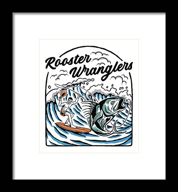 Rooster Framed Print featuring the digital art Rooster Wrangler by Kevin Putman