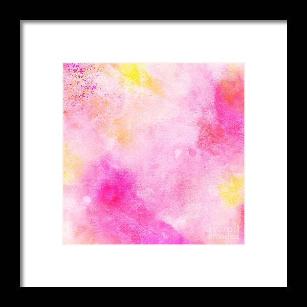 Watercolor Framed Print featuring the digital art Rooti - Artistic Colorful Abstract Yellow Pink Watercolor Painting Digital Art by Sambel Pedes