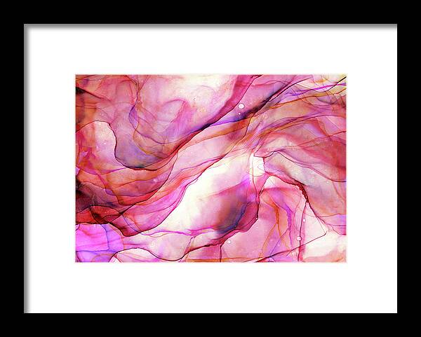 Rose Framed Print featuring the painting Rose Bloom Abstract Ink Painting by Olga Shvartsur