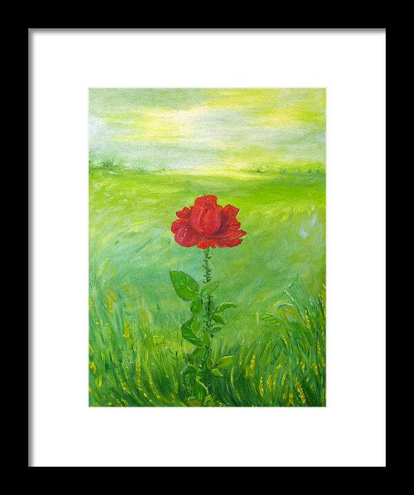 Rose Framed Print featuring the painting Rose by Elzbieta Goszczycka
