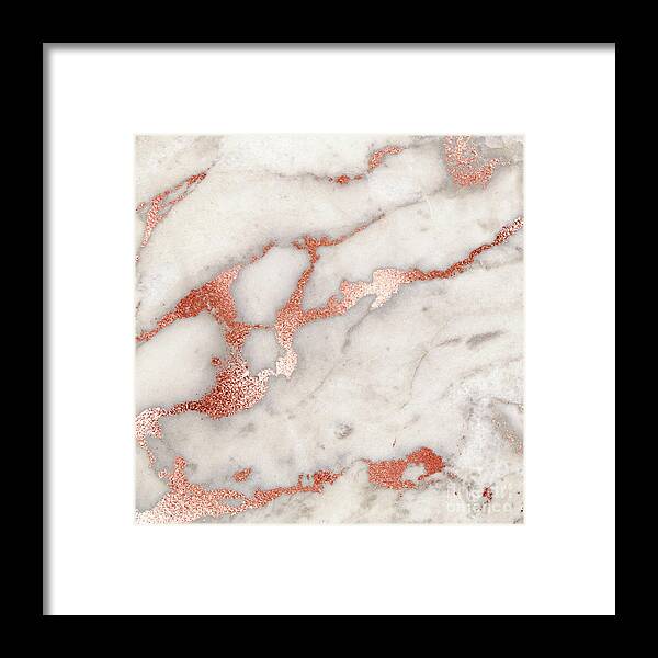 Marble Framed Print featuring the painting Rose Gold Marble Blush Pink Copper Metallic Foil by Modern Art