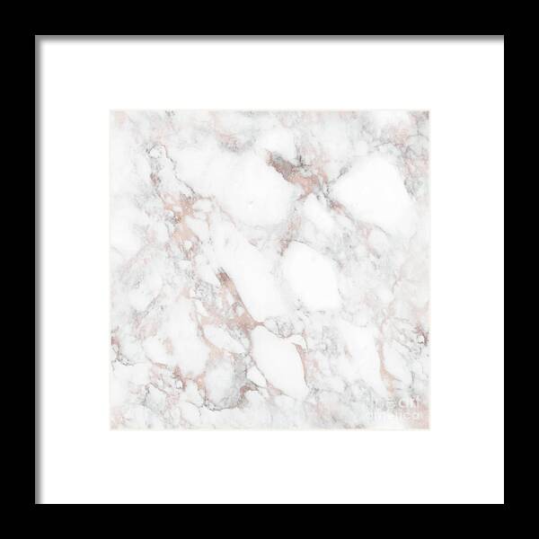 Marble Framed Print featuring the painting Rose Gold Marble Blush Pink Metallic Foil by Modern Art