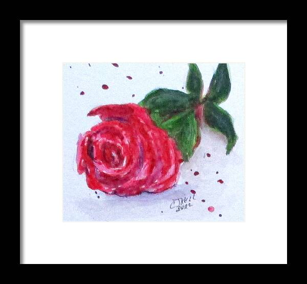 Clyde J. Kell Framed Print featuring the painting Rose No1 by Clyde J Kell