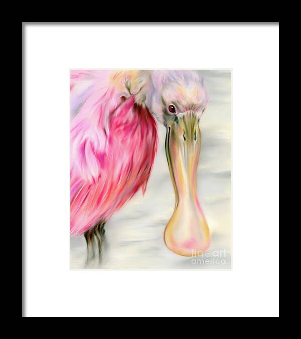 Bird Framed Print featuring the painting Roseate Spoonbill Wading Bird by MM Anderson