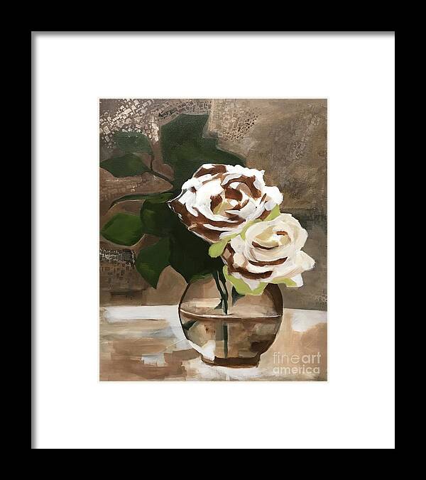 Acrylics Framed Print featuring the painting Roses by Theresa Honeycheck