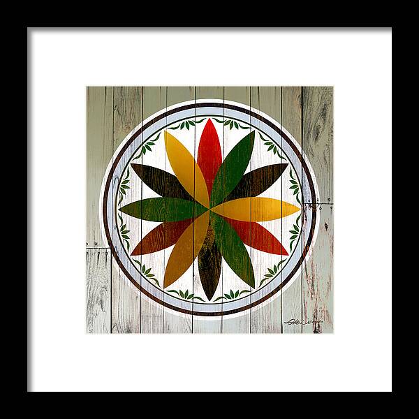 Rosette Hex Design Framed Print featuring the painting Rosette Barn Hex Design by Hanne Lore Koehler