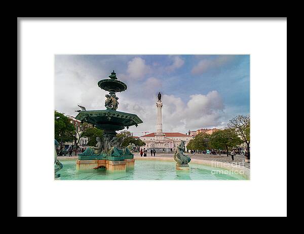 Lisbon Framed Print featuring the photograph Rossio Square, Lisbon by Anastasy Yarmolovich