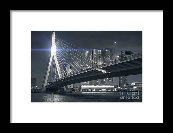 Rotterdam Framed Print featuring the photograph Rotterdam City Skyline - Monochrome by Philip Preston