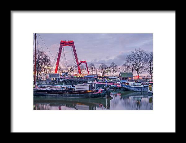 Rotterdam Framed Print featuring the photograph Rotterdam, Old Harbor and Willems Bridge by Frans Blok