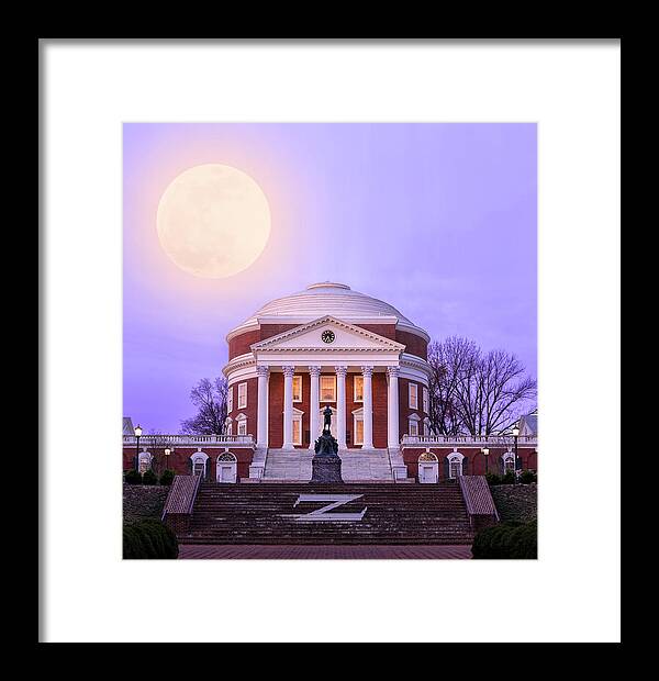 Thomas Jefferson Framed Print featuring the photograph Rotunda Moonset by Cassidy Girvin