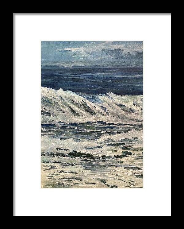 Painting Framed Print featuring the painting Rough Ocean by Paula Pagliughi